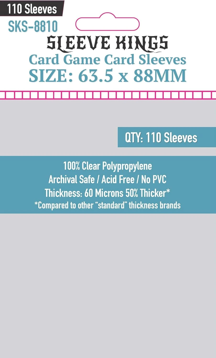 Sleeve Kings Card Game Card Sleeves - 63.5mmx88mm - (110 Adet), 60 Microns