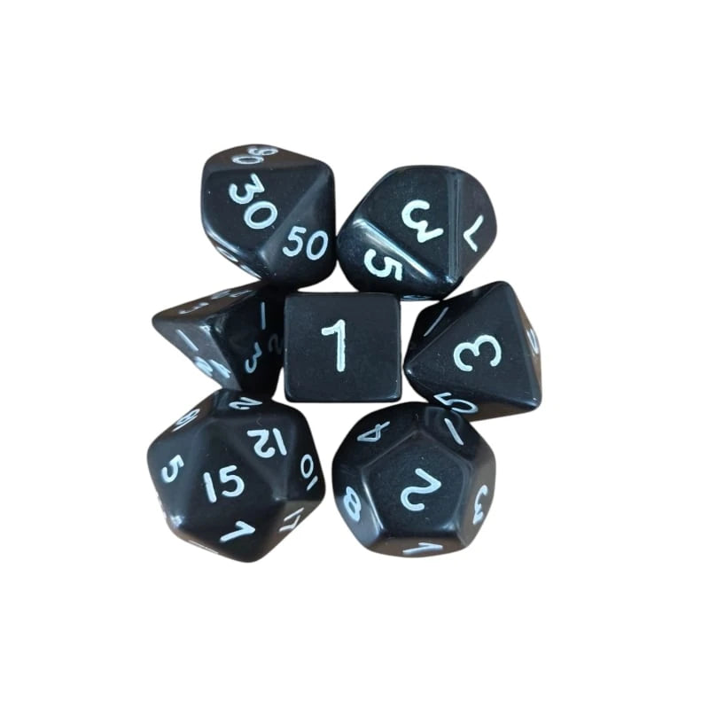 Opaque Standard Poly Dice Set (black)
