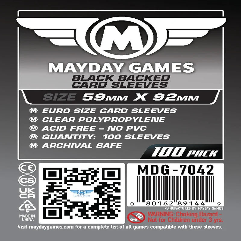 Mayday - Euro Card Sleeve - Black Backed - 59mm x 92mm - (100 Adet)