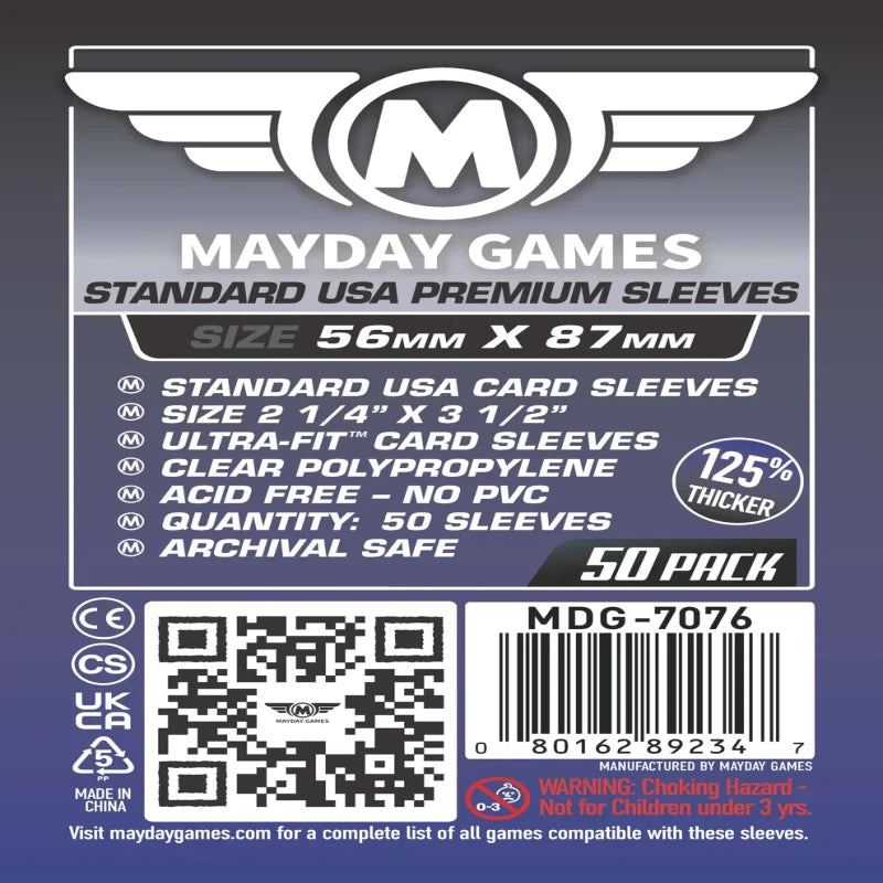 Mayday - Premium USA Board Game Sleeves - 56mm x 87mm - (50 Adet)