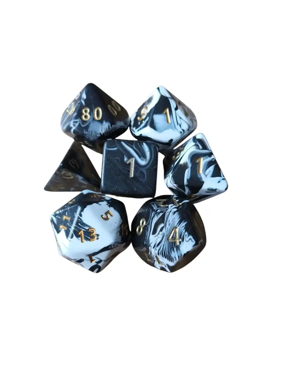 Marble Jumbo Poly Dice (black)