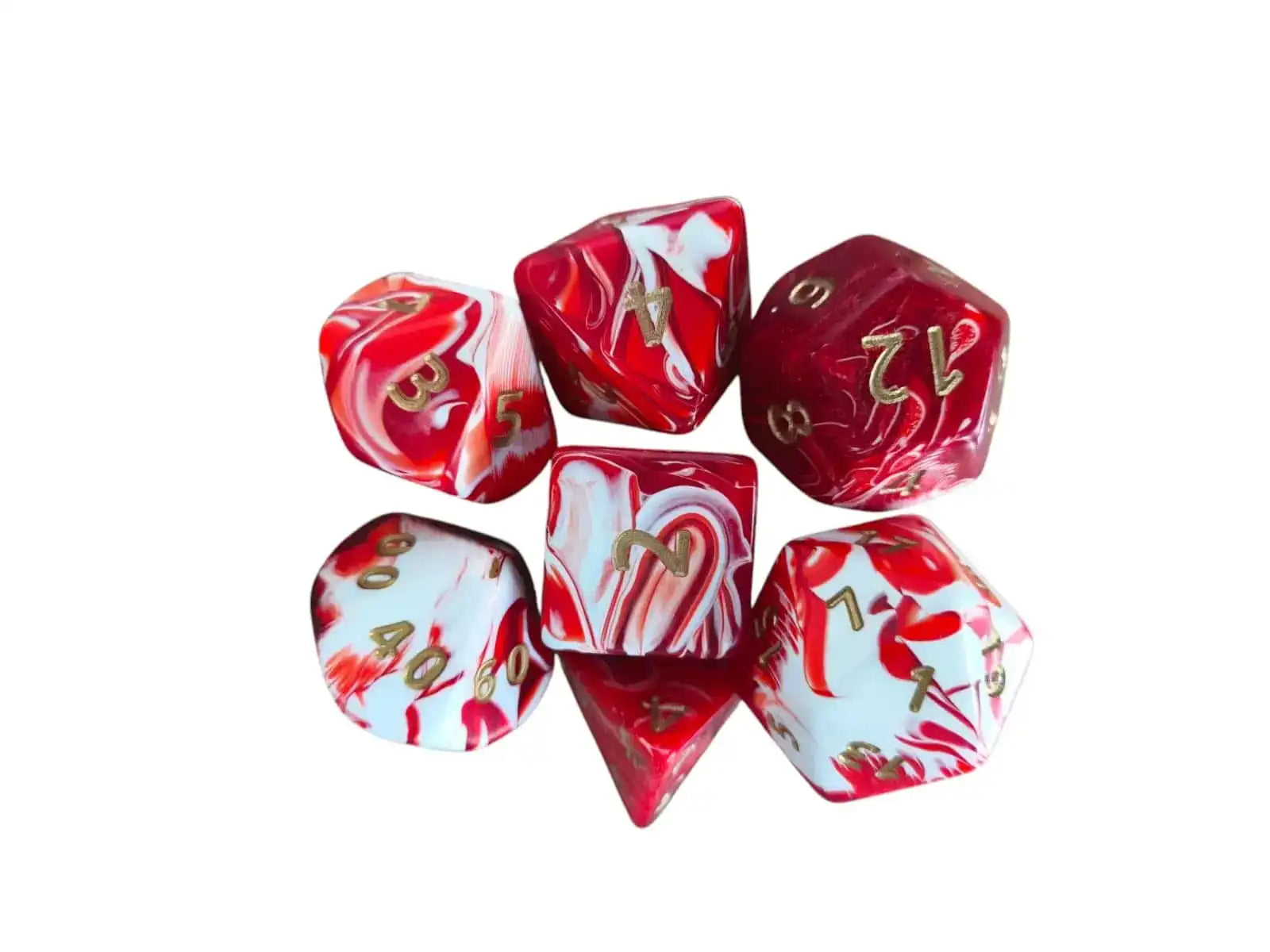 Marble Jumbo Poly Dice (red)