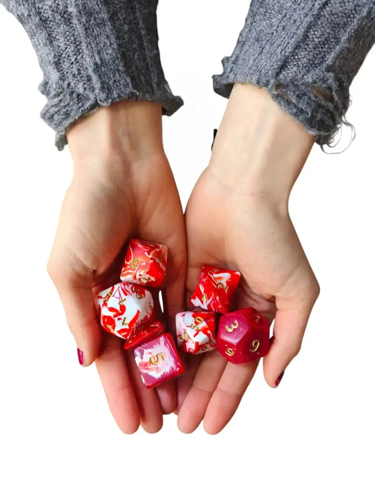 Marble Jumbo Poly Dice (red)