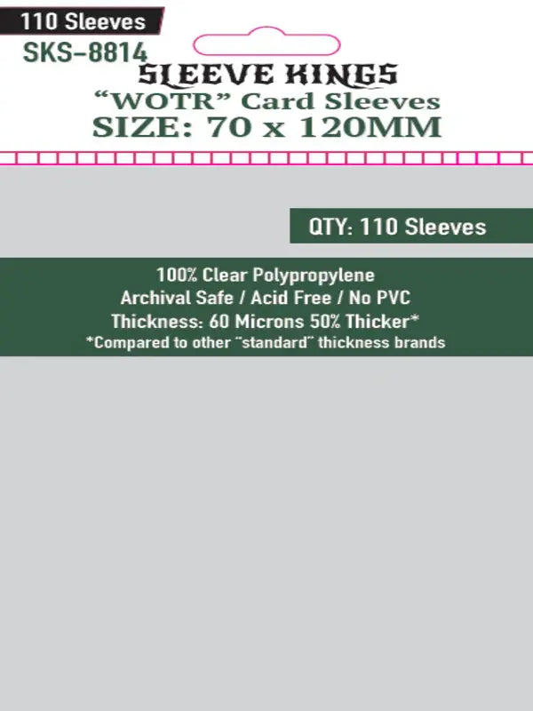 Sleeve Kings (WOTR-Tarot) Card Sleeves - 70mmx120mm -(110 Adet), 60 Microns