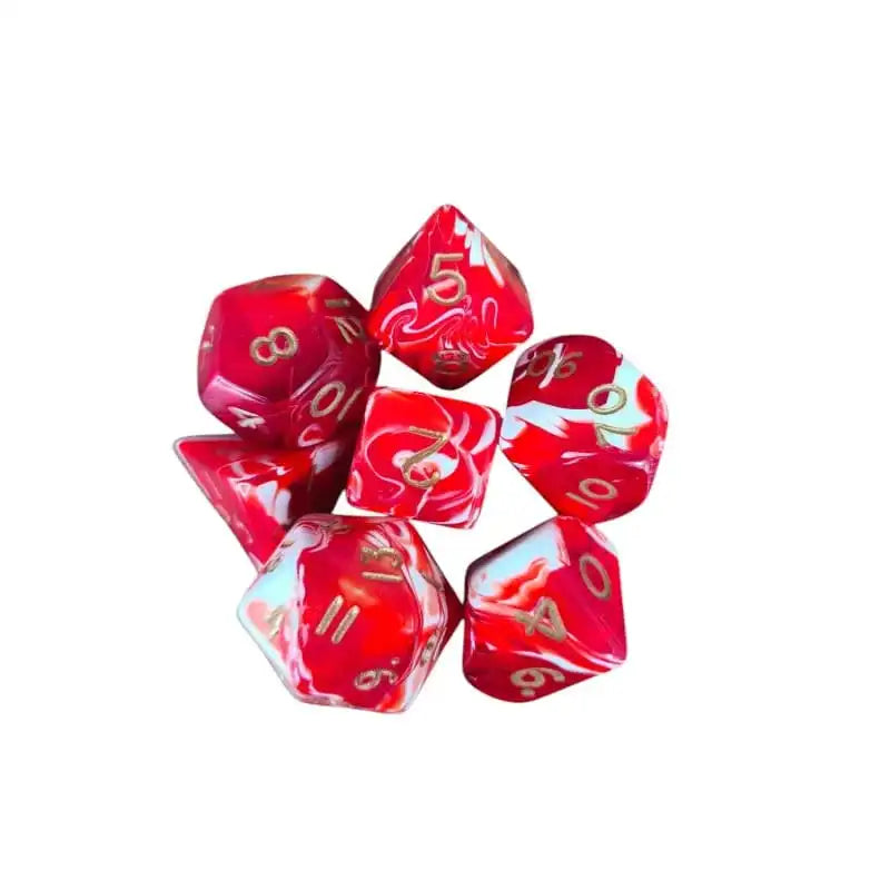 Marble Standard Poly Dice Set (red)