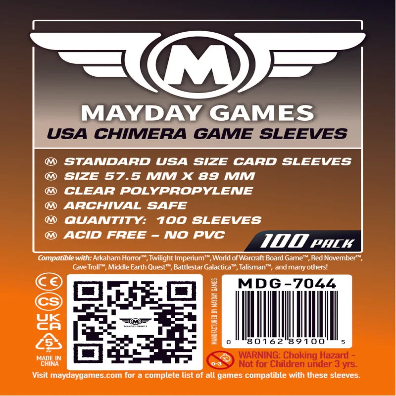 Mayday - USA Chimera Game Sleeves - 57.5mm x 89mm - (100 Adet)