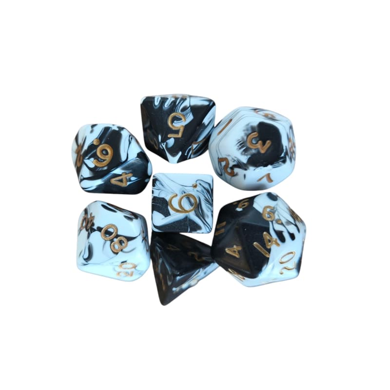 Marble Standard Poly Dice Set (black)