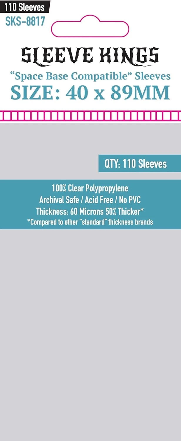 Sleeve Kings (Space Base Compatible) Sleeves - 40mmx89mm - (110 Adet), 60 Microns