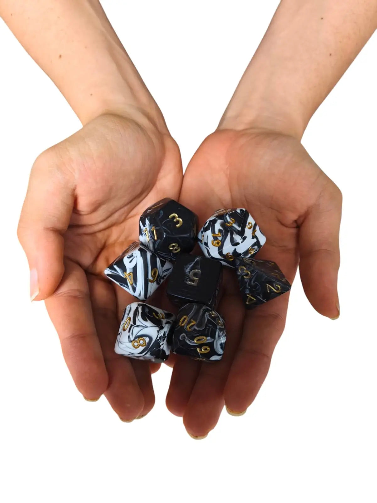 Marble Jumbo Poly Dice (black)