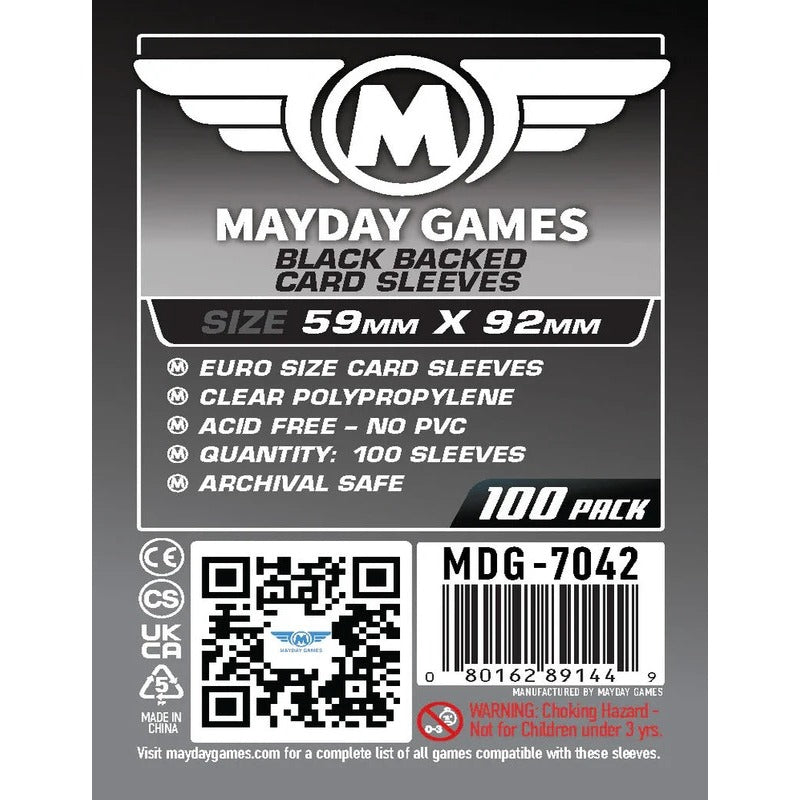 Mayday - Euro Card Sleeve - Black Backed - 59mm x 92mm - (100 Adet)